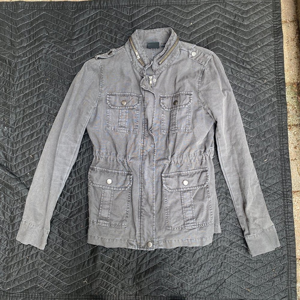 Trouve Women's Gray Utility Military Jacket Zippers Size Medium